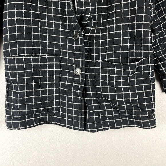 Madewell Waffleback Shaw Blazer Women Small Black Windowpane Cotton Unstructured - Picture 4 of 15